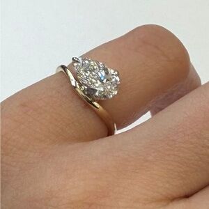Gold Teardrop Diamond lab Ring - Elegant Women’s Fine 10k Ring pear Diamond -3